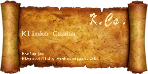 Klinko Csaba névjegykártya